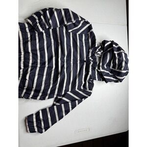 Gap Kids Navy Blue White Striped Windbreaker Hooded‎ Jacket Jersey Lined 3 Years